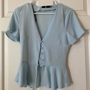 Blue peplum top